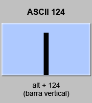 codigo ascii de barra vertical pleca linea vertical