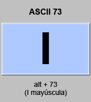 codigo ascii de i letra i mayuscula